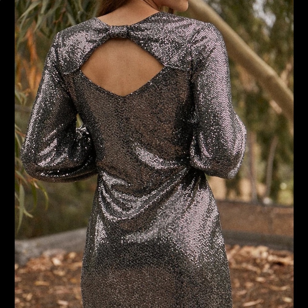 NWT SAYLOR Silver & Black Polina Disco Dress | XS New Years Eve - Picture 5 of 7